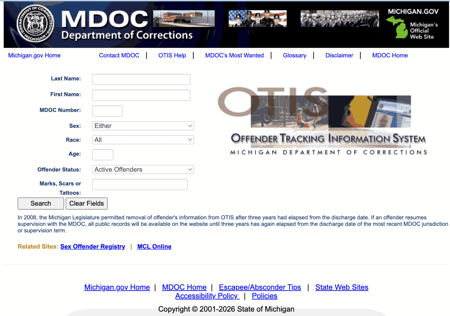 Michigan Department of Corrections Inmate Search